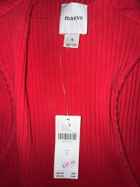 Maeve Coral-Red Ribbed Scoop Neck Tank